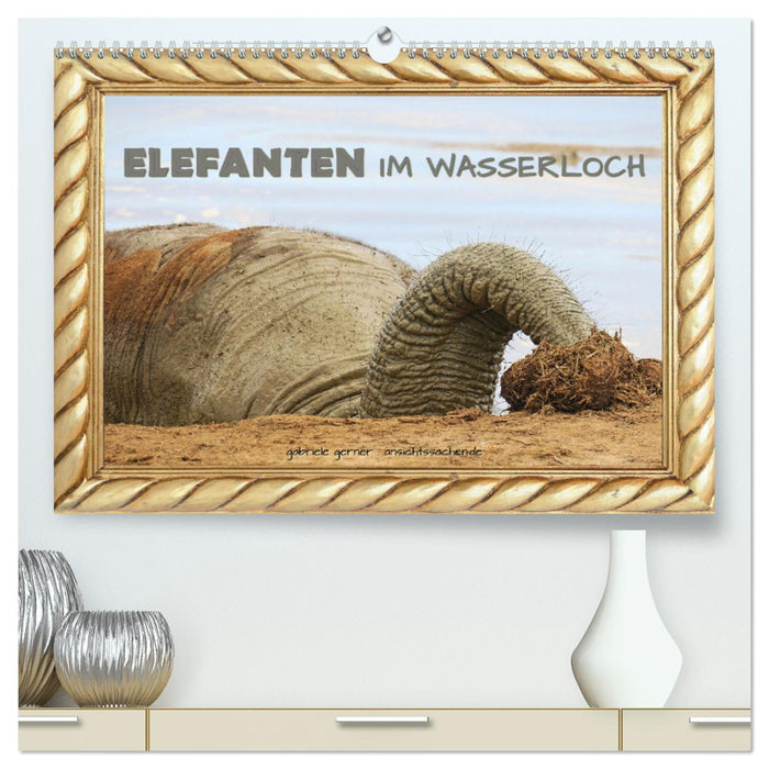 Elefanten im Wasserloch (CALVENDO Premium Wandkalender 2025)