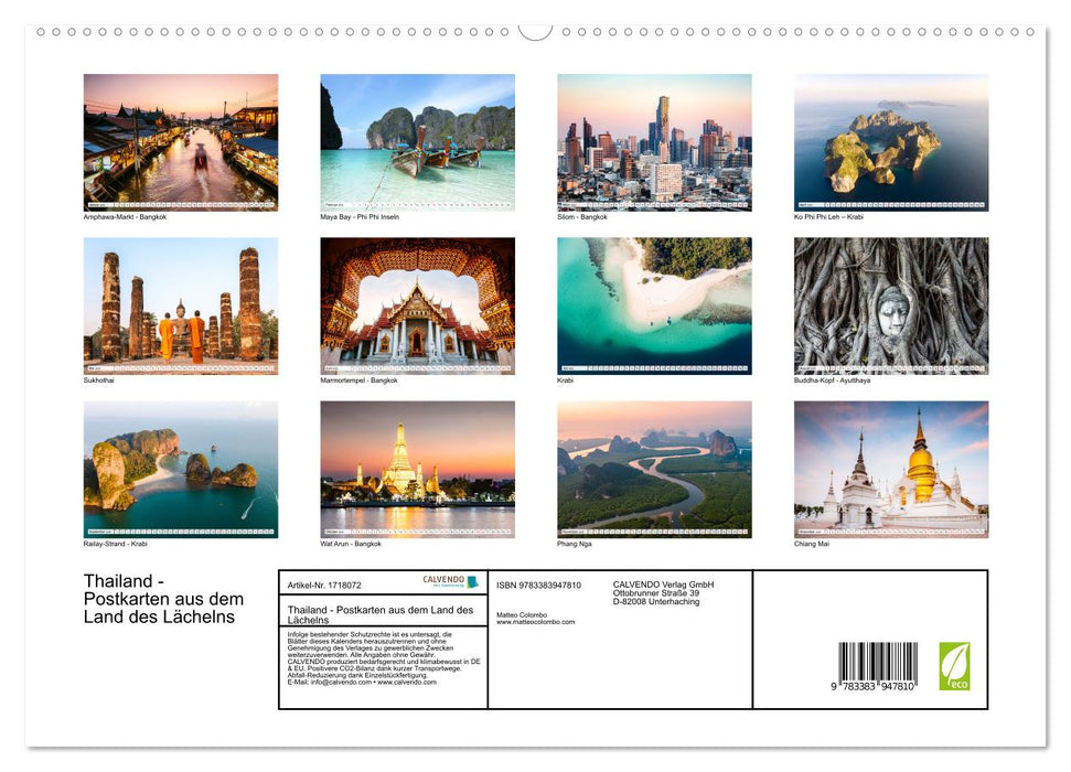 Thailand - Postkarten aus dem Land des Lächelns (CALVENDO Premium Wandkalender 2025)