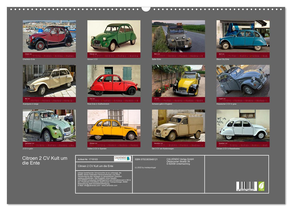 Citroen 2 CV Kult um die Ente (CALVENDO Wandkalender 2025)