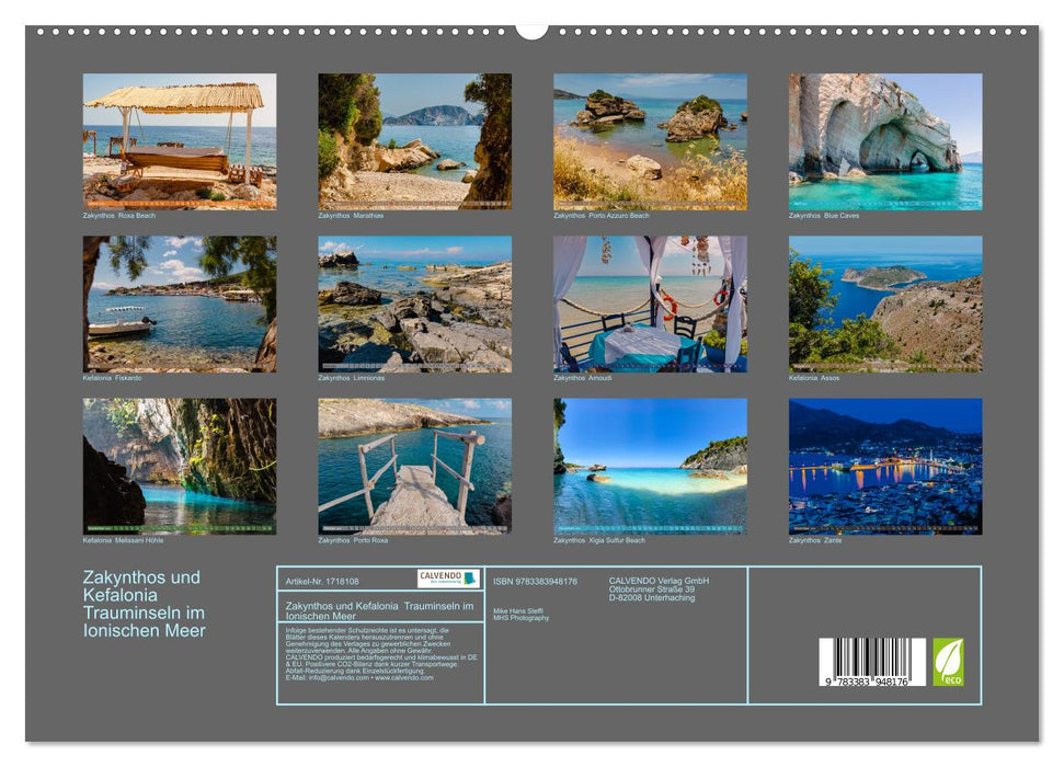 Zakynthos und Kefalonia Trauminseln im Ionischen Meer (CALVENDO Premium Wandkalender 2025)