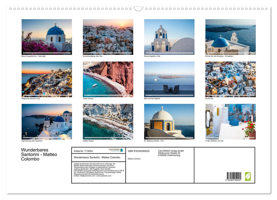 Wunderbares Santorini - Matteo Colombo (CALVENDO Wandkalender 2025)