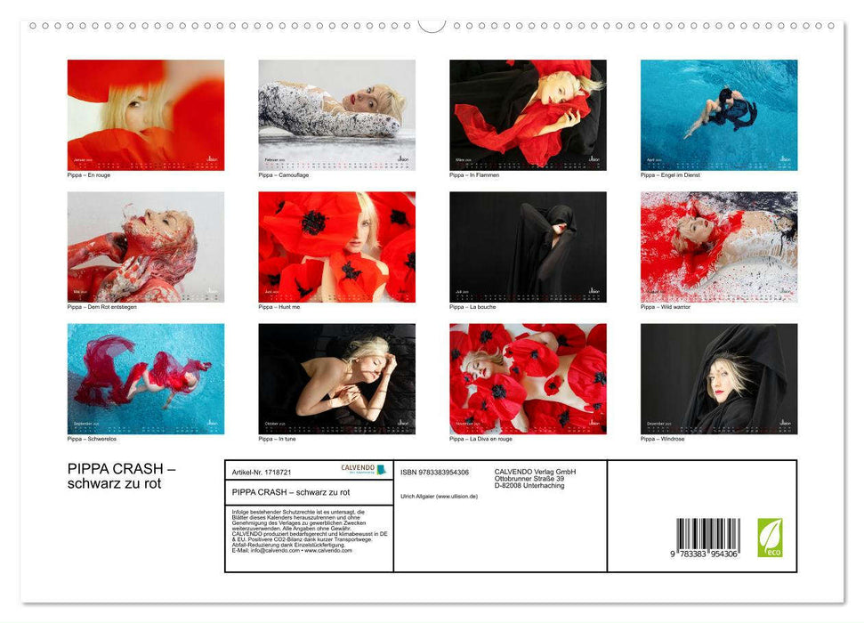 PIPPA CRASH – schwarz zu rot (CALVENDO Premium Wandkalender 2025)