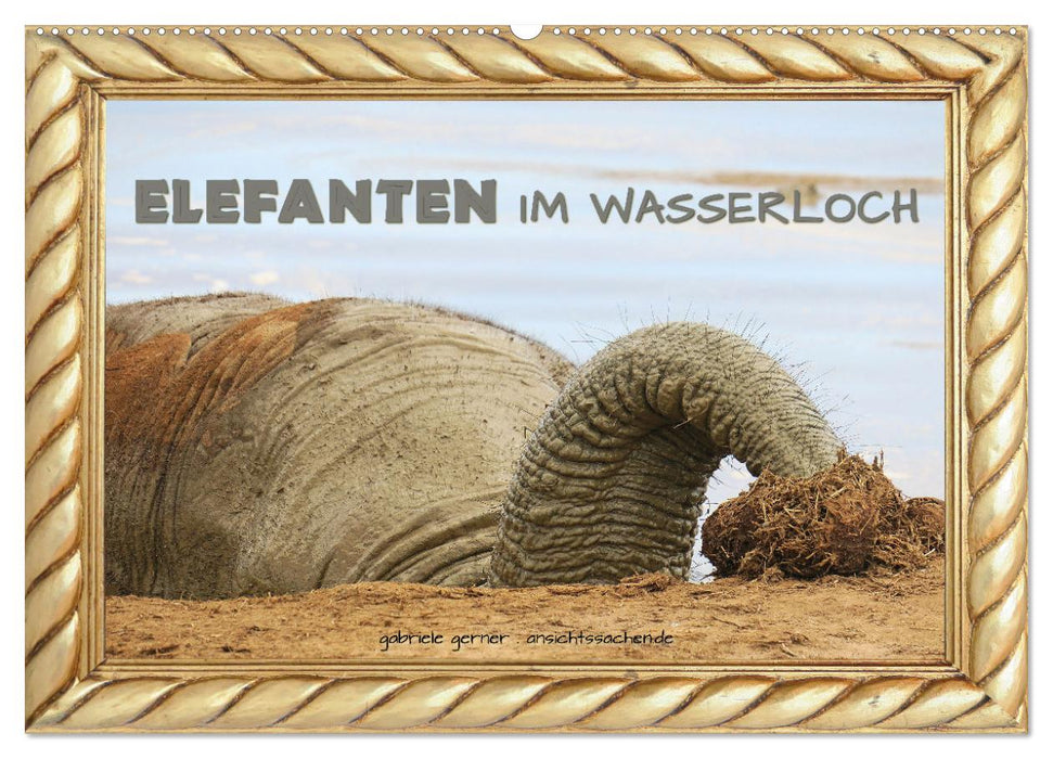 Elefanten im Wasserloch (CALVENDO Wandkalender 2025)