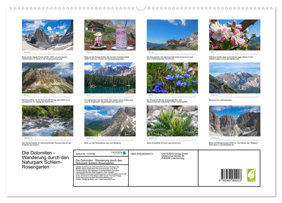 Die Dolomiten - Wanderung durch den Naturpark Schlern-Rosengarten (CALVENDO Premium Wandkalender 2025)