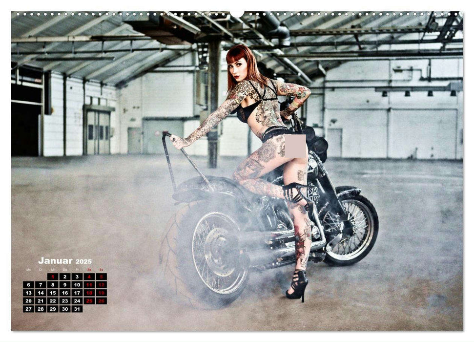 Motorräder und Sexy Girls (CALVENDO Premium Wandkalender 2025)