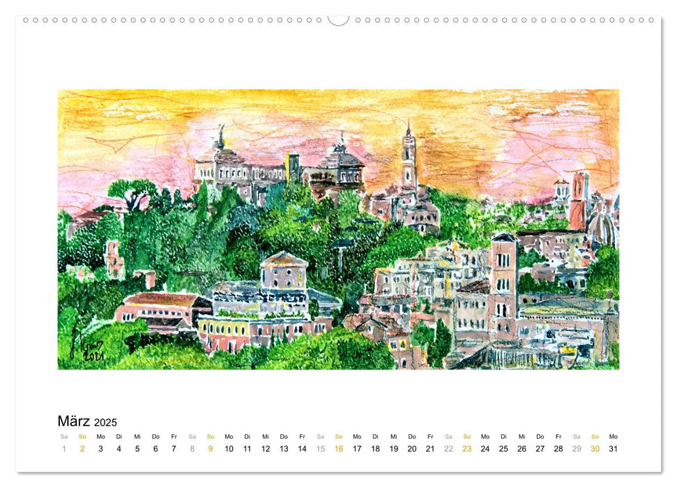 ROM In stillen Aquarellen (CALVENDO Premium Wandkalender 2025)