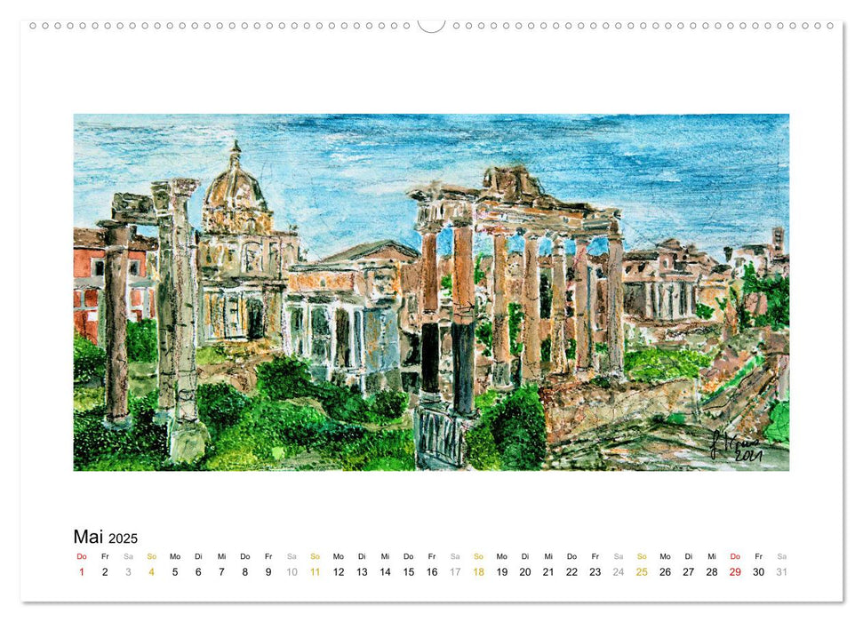 ROM In stillen Aquarellen (CALVENDO Premium Wandkalender 2025)