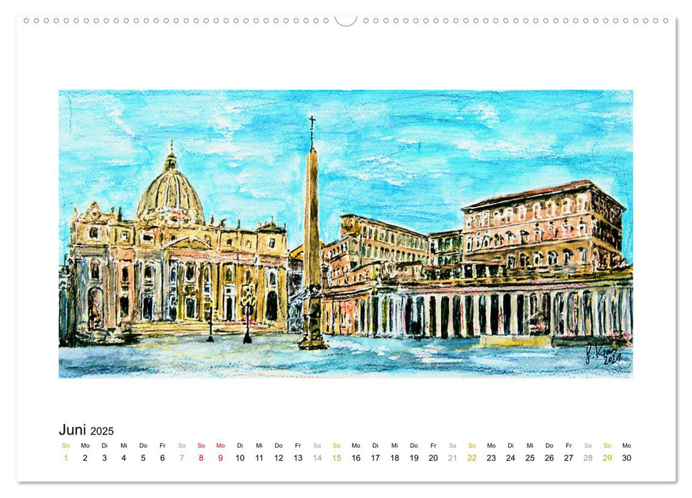 ROM In stillen Aquarellen (CALVENDO Premium Wandkalender 2025)