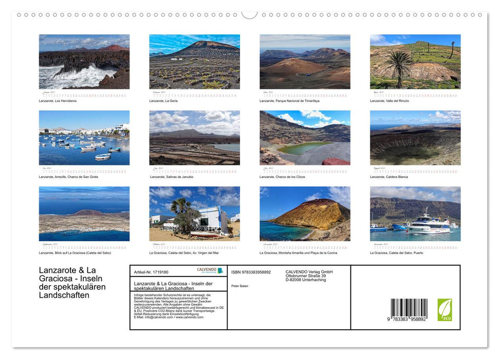 Lanzarote & La Graciosa - Inseln der spektakulären Landschaften (CALVENDO Premium Wandkalender 2025)