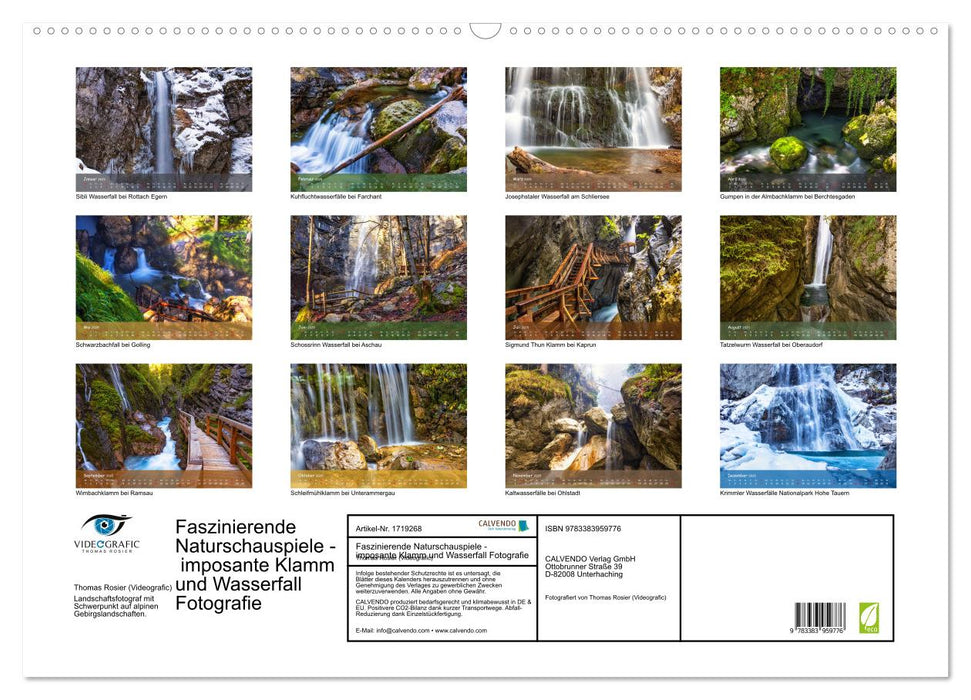 Faszinierende Naturschauspiele - imposante Klamm und Wasserfall Fotografie (CALVENDO Wandkalender 2025)