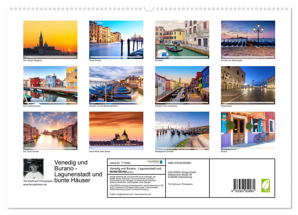 Venedig und Burano - Lagunenstadt und bunte Häuser (CALVENDO Premium Wandkalender 2025)