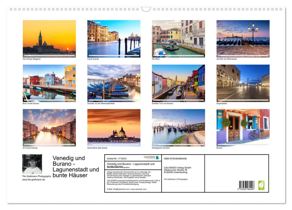 Venedig und Burano - Lagunenstadt und bunte Häuser (CALVENDO Wandkalender 2025)