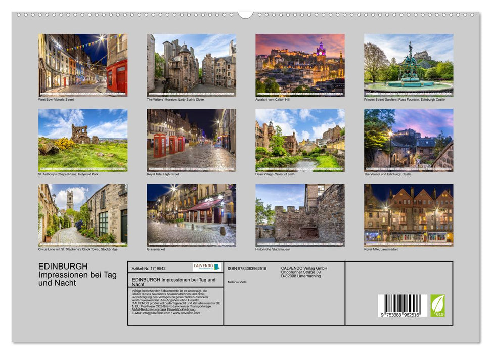 EDINBURGH Impressionen bei Tag und Nacht (CALVENDO Premium Wandkalender 2025)