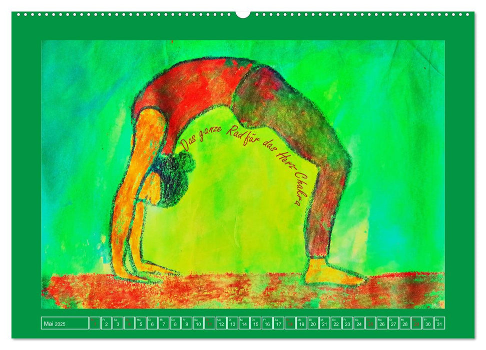 Farbige Yoga Kraftwelt - Yoga Asanas für die Chakren (CALVENDO Premium Wandkalender 2025)