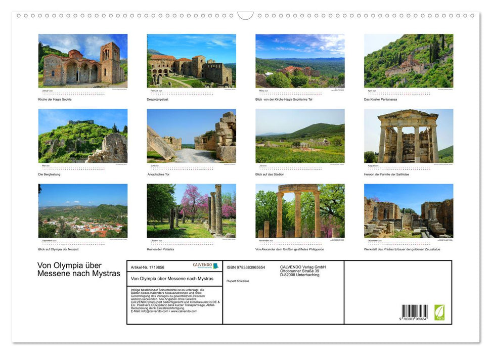 Von Olympia über Messene nach Mystras (CALVENDO Wandkalender 2025)