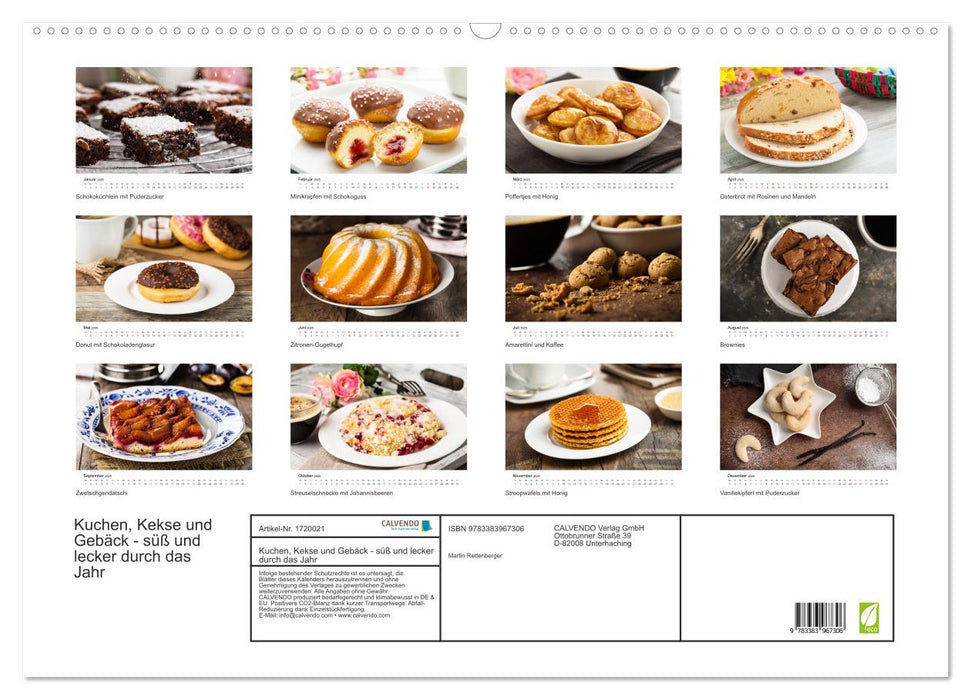 Kuchen, Kekse und Gebäck - süß und lecker durch das Jahr (CALVENDO Wandkalender 2025)