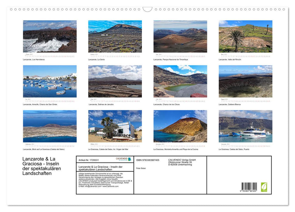 Lanzarote & La Graciosa - Inseln der spektakulären Landschaften (CALVENDO Wandkalender 2025)