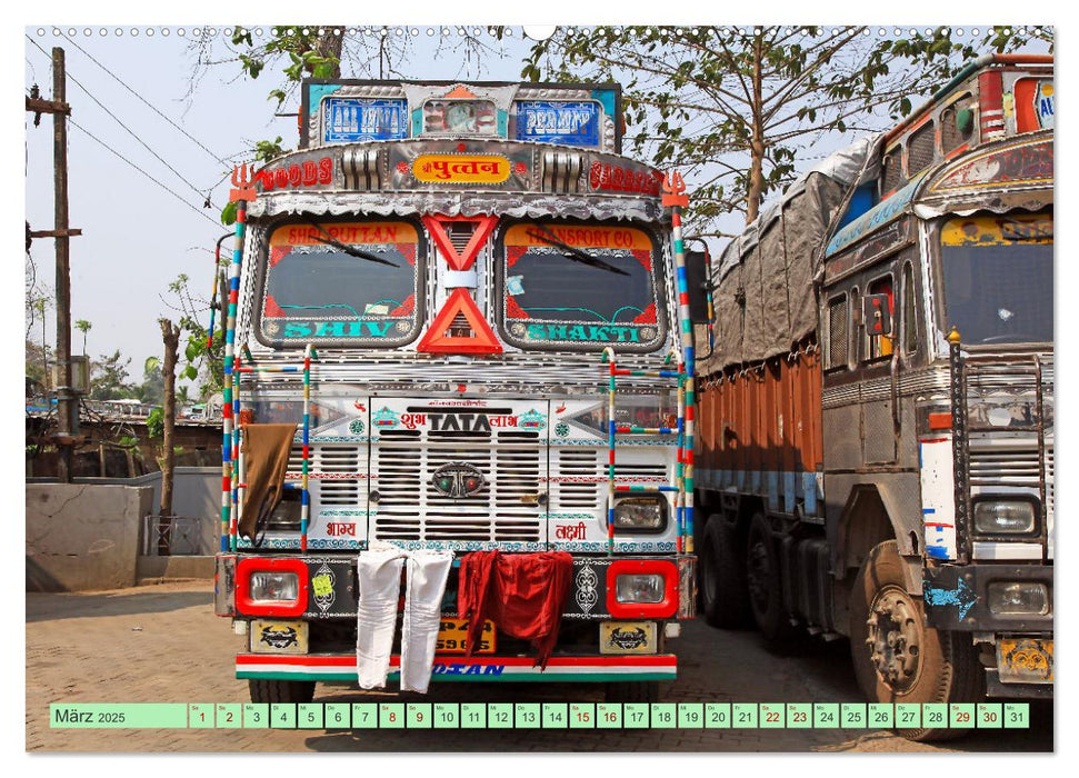 Indien Farbenfrohe LKW (CALVENDO Premium Wandkalender 2025)