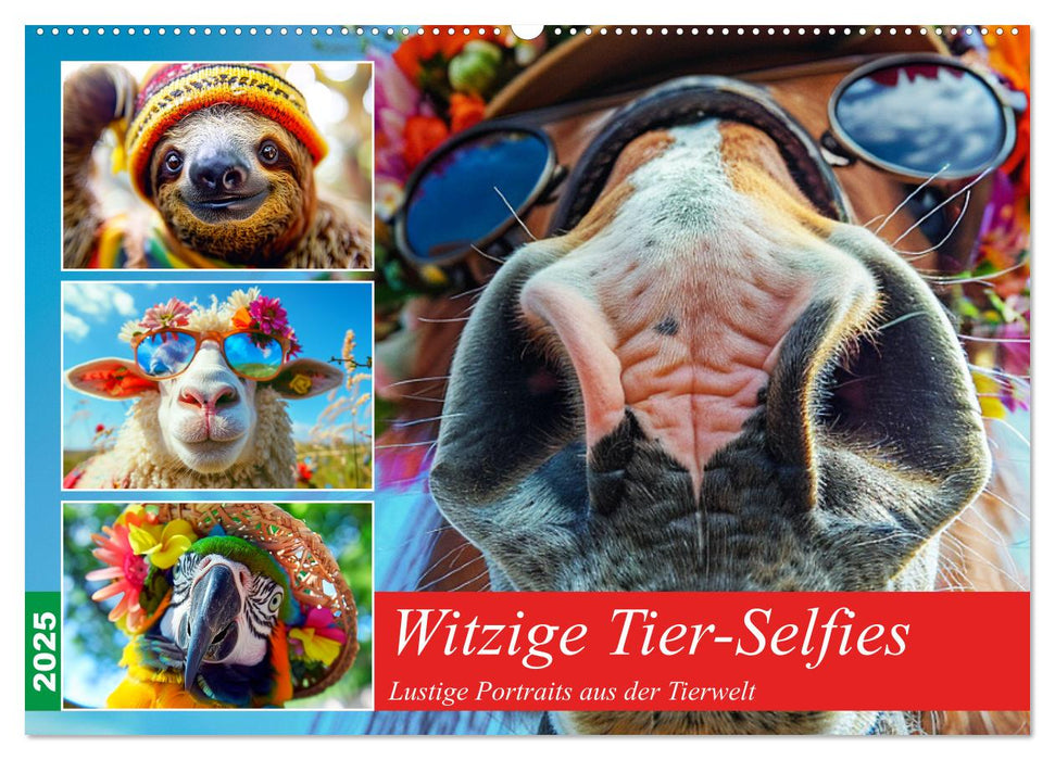 Witzige Tier-Selfies. Lustige Portraits aus der Tierwelt (CALVENDO Wandkalender 2025)