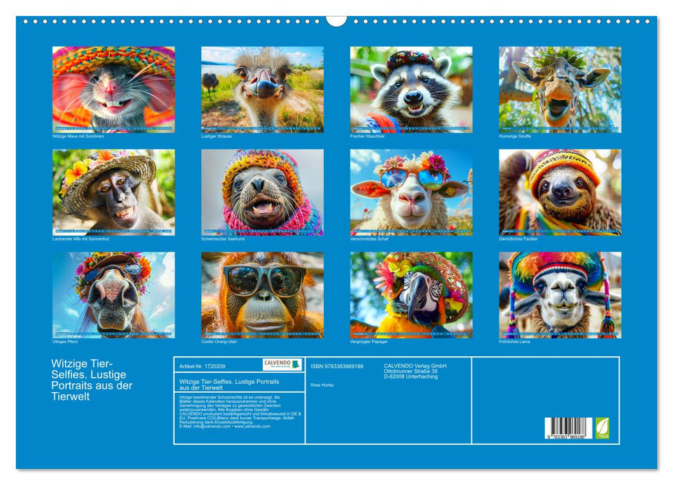 Witzige Tier-Selfies. Lustige Portraits aus der Tierwelt (CALVENDO Wandkalender 2025)