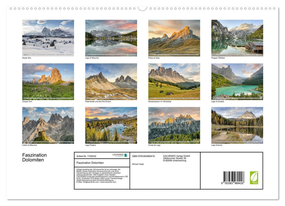 Faszination Dolomiten (CALVENDO Premium Wandkalender 2025)