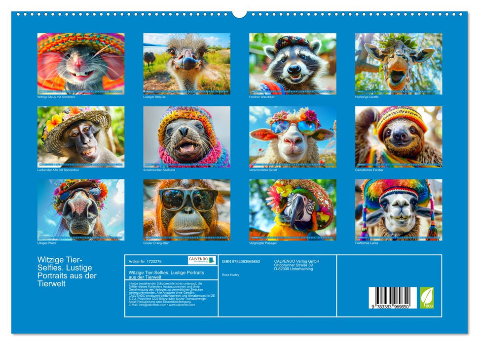 Witzige Tier-Selfies. Lustige Portraits aus der Tierwelt (CALVENDO Premium Wandkalender 2025)