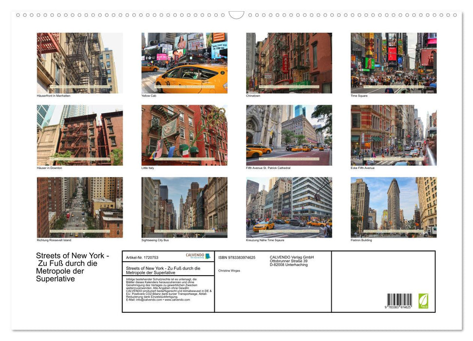 Streets of New York - Zu Fuß durch die Metropole der Superlative (CALVENDO Wandkalender 2025)