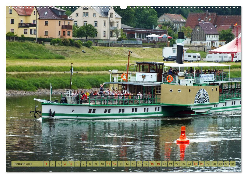 Seitenraddampfer – In Sachsen von Königstein bis Bad Schandau (CALVENDO Premium Wandkalender 2025)