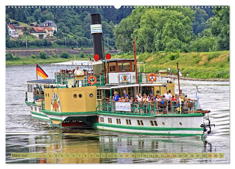 Seitenraddampfer – In Sachsen von Königstein bis Bad Schandau (CALVENDO Premium Wandkalender 2025)