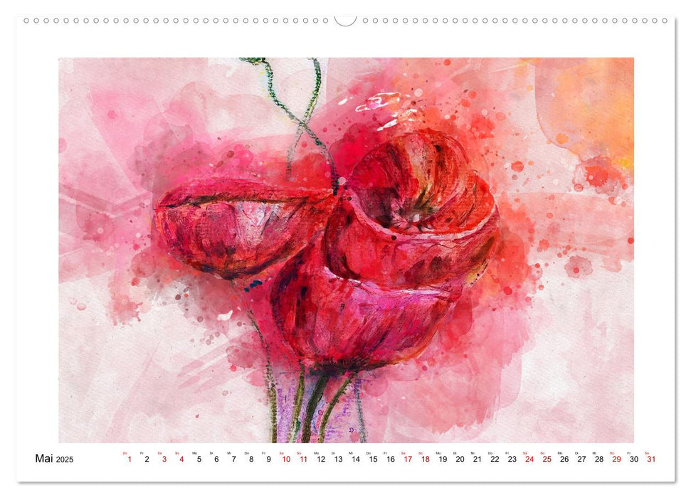 Blüten & Blumen Aquarelle - Farbenfrohe Schönheiten (CALVENDO Premium Wandkalender 2025)