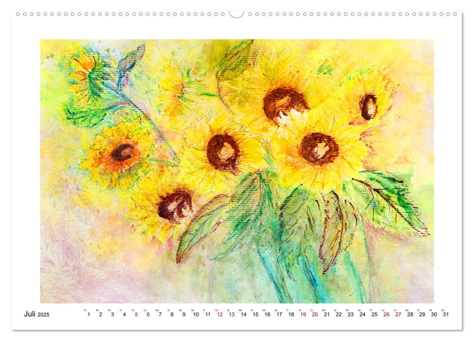 Blüten & Blumen Aquarelle - Farbenfrohe Schönheiten (CALVENDO Premium Wandkalender 2025)