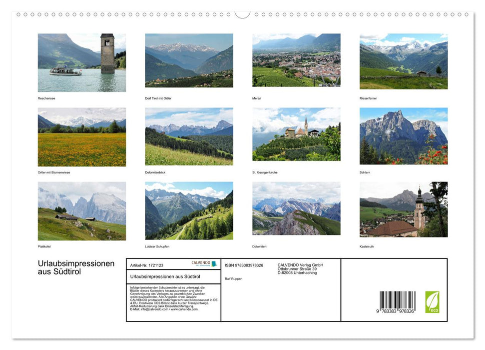 Urlaubsimpressionen aus Südtirol (CALVENDO Premium Wandkalender 2025)