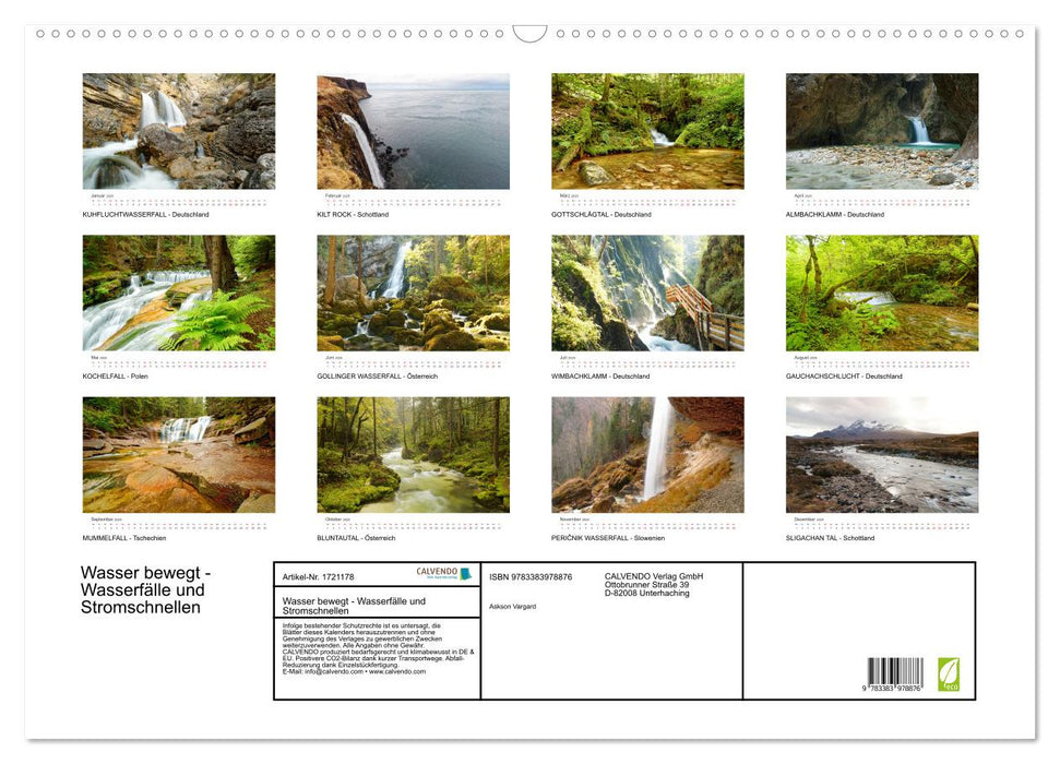 Wasser bewegt - Wasserfälle und Stromschnellen (CALVENDO Wandkalender 2025)