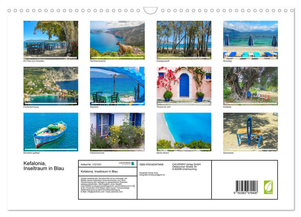 Kefalonia, Inseltraum in Blau (CALVENDO Wandkalender 2025)