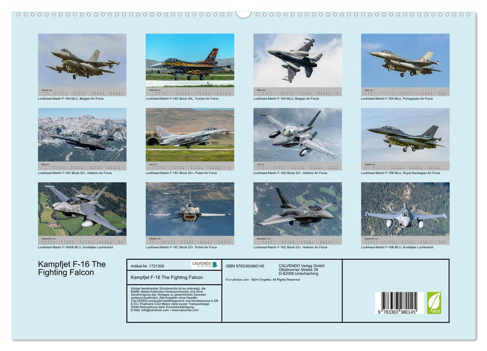 Kampfjet F-16 The Fighting Falcon (CALVENDO Premium Wandkalender 2025)