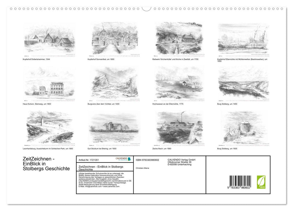 ZeitZeichnen - EinBlick in Stolbergs Geschichte (CALVENDO Premium Wandkalender 2025)