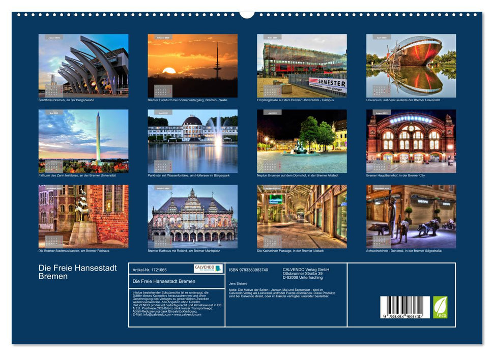 Die Freie Hansestadt Bremen (CALVENDO Premium Wandkalender 2025)