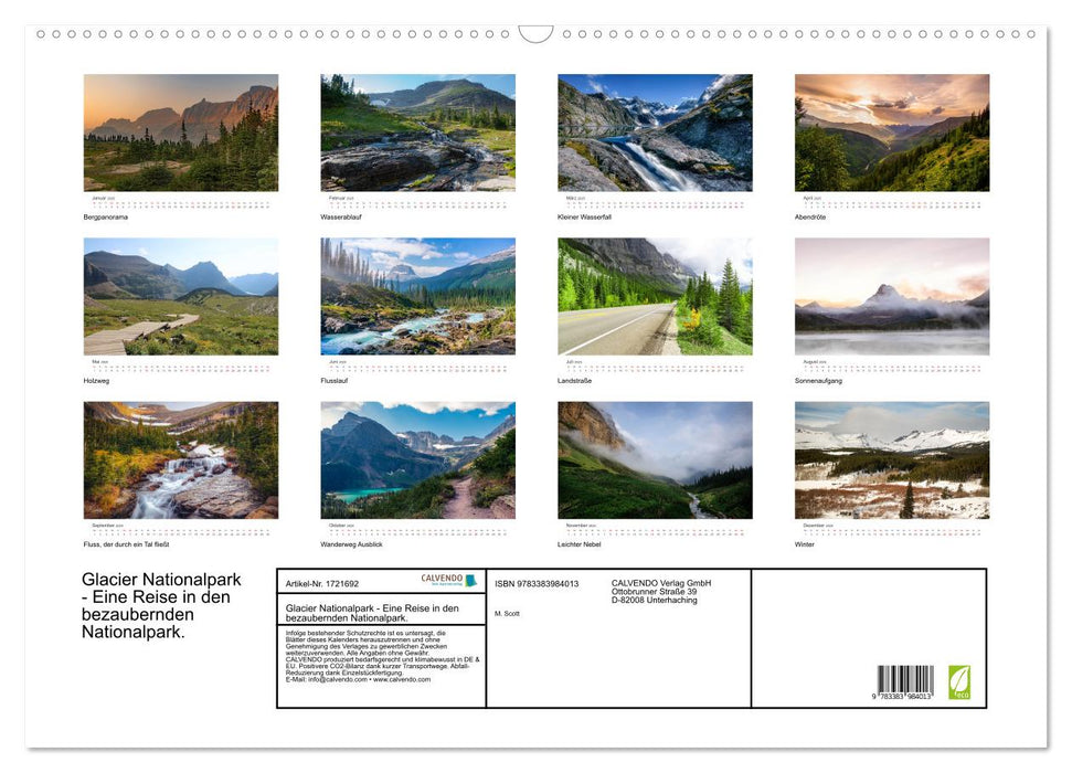 Glacier Nationalpark - Eine Reise in den bezaubernden Nationalpark. (CALVENDO Wandkalender 2025)