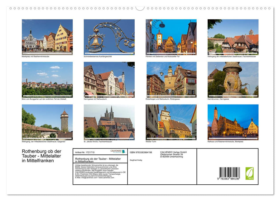 Rothenburg ob der Tauber - Mittelalter in Mittelfranken (CALVENDO Premium Wandkalender 2025)