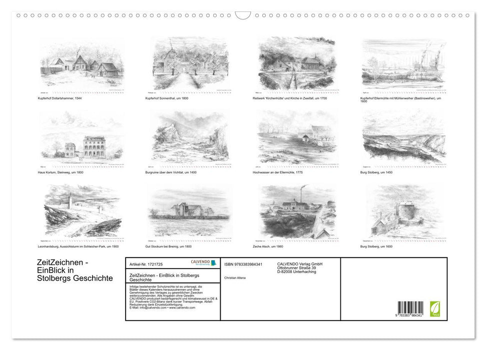 ZeitZeichnen - EinBlick in Stolbergs Geschichte (CALVENDO Wandkalender 2025)