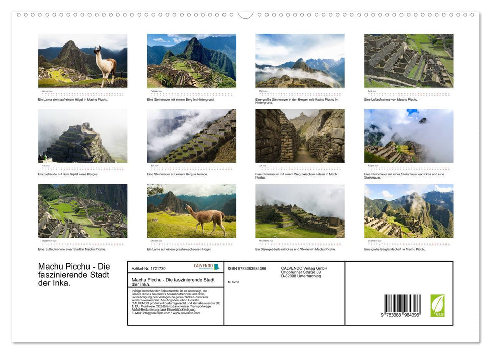 Machu Picchu - Die faszinierende Stadt der Inka. (CALVENDO Premium Wandkalender 2025)