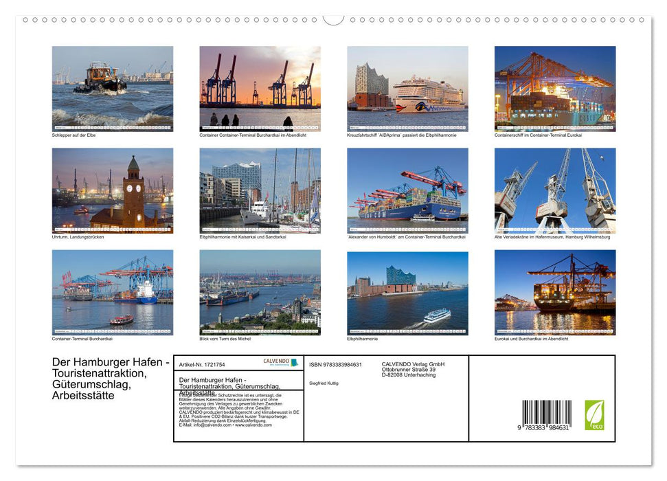 Der Hamburger Hafen - Touristenattraktion, Güterumschlag, Arbeitsstätte (CALVENDO Premium Wandkalender 2025)