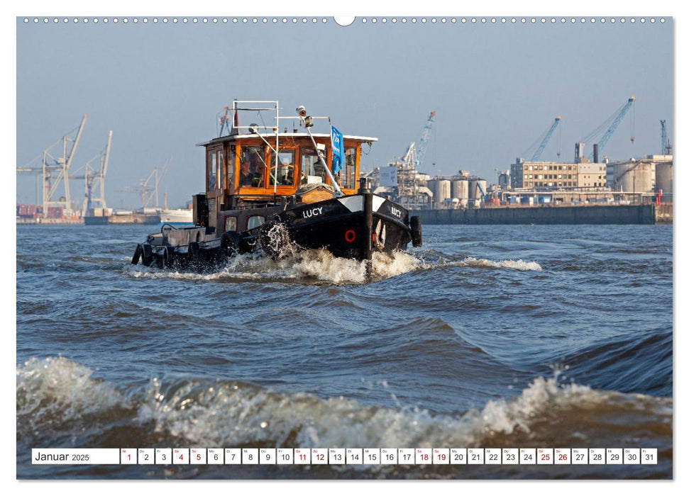 Der Hamburger Hafen - Touristenattraktion, Güterumschlag, Arbeitsstätte (CALVENDO Premium Wandkalender 2025)