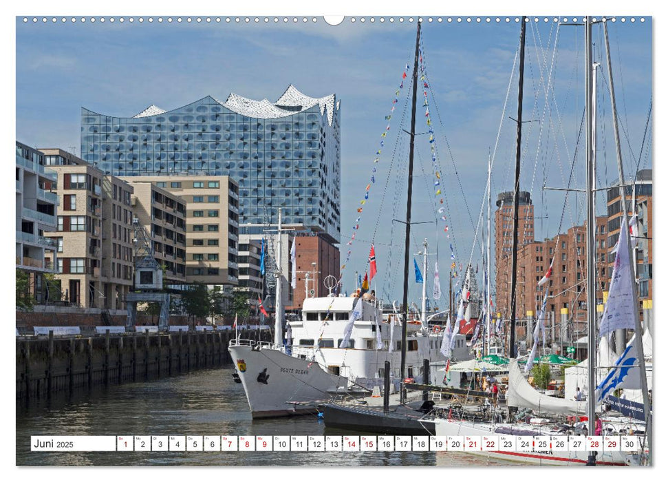 Der Hamburger Hafen - Touristenattraktion, Güterumschlag, Arbeitsstätte (CALVENDO Premium Wandkalender 2025)