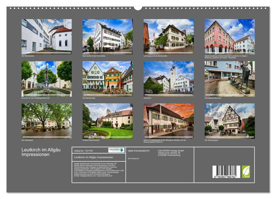 Leutkirch im Allgäu Impressionen (CALVENDO Premium Wandkalender 2025)