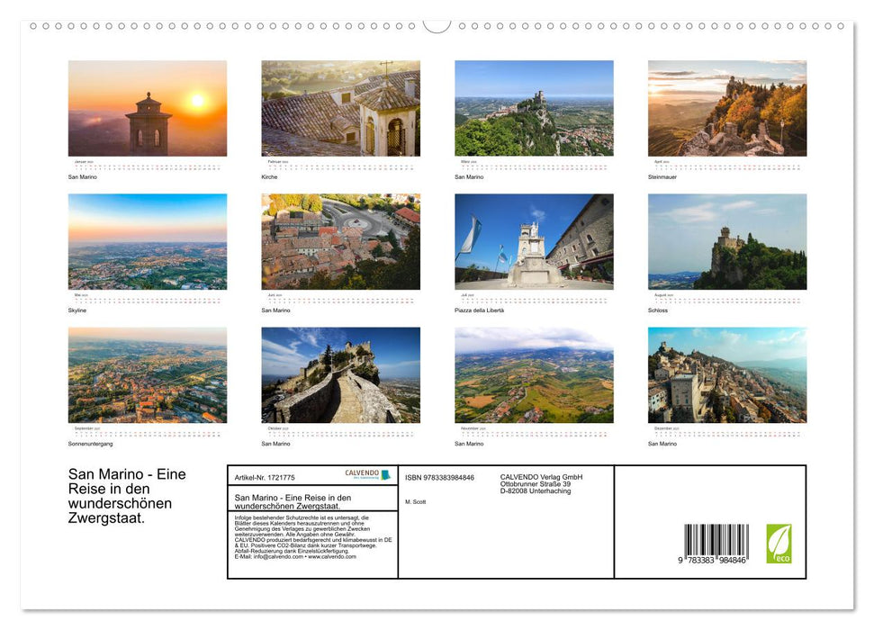 San Marino - Eine Reise in den wunderschönen Zwergstaat. (CALVENDO Premium Wandkalender 2025)