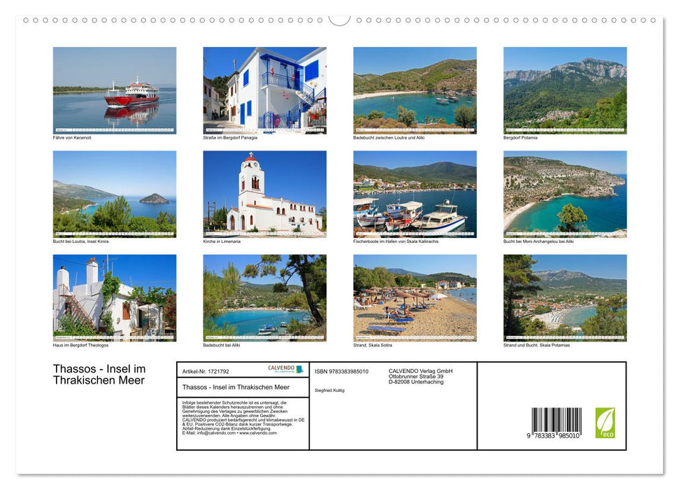 Thassos - Insel im Thrakischen Meer (CALVENDO Premium Wandkalender 2025)