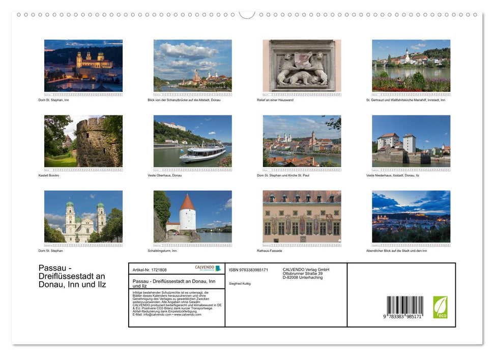 Passau - Dreiflüssestadt an Donau, Inn und Ilz (CALVENDO Premium Wandkalender 2025)