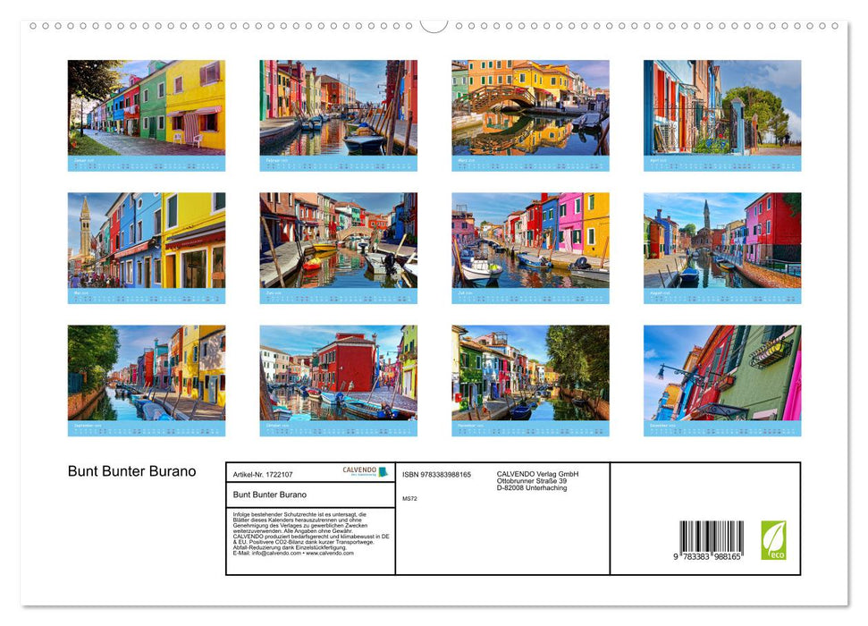 Bunt Bunter Burano (CALVENDO Premium Wandkalender 2025)