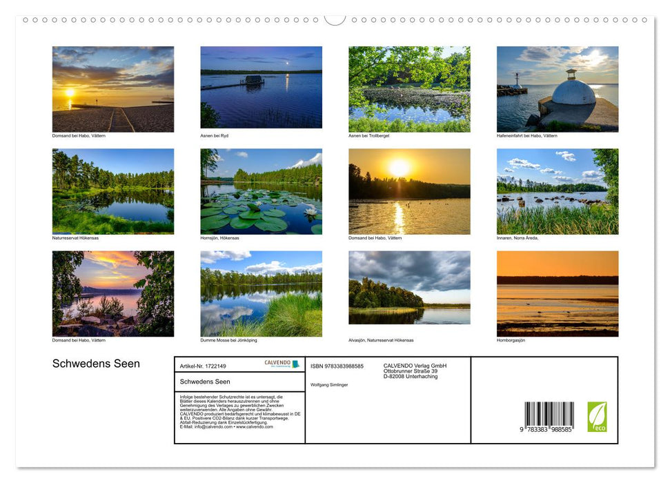 Schwedens Seen (CALVENDO Premium Wandkalender 2025)